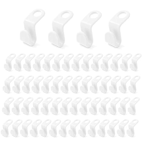 60Pcs Clothes Hanger Connector Hooks, Multi-layer Stackable Hangers Space Savers Hooks, Drop Connecting Hanger Hook, Cascading Clothes-Hook for Wardrobe Clothes-Organiser(COLOR:White)