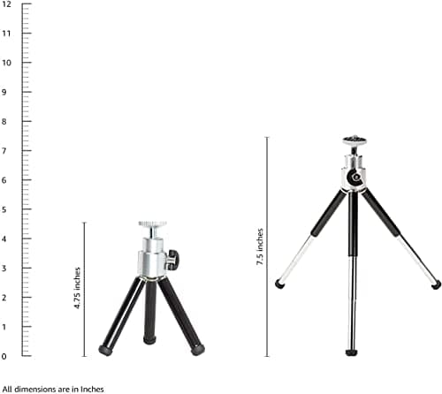 Amazon Basics Lightweight Mini Tripod 19cm/7.5inch, Extendable, Compatible with Small Devices (phone holder & remote not included), Black — view 6