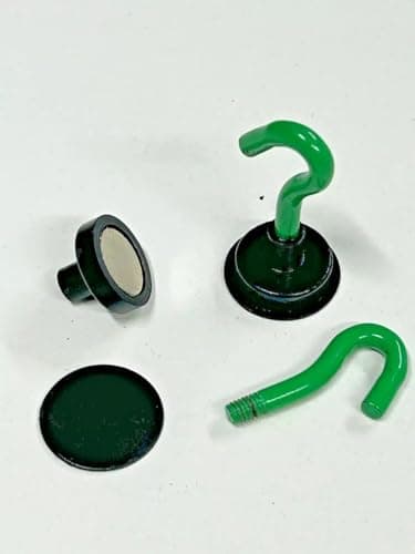 TMC Bivvy Hook, Camping, Tent, 2 Pieces, Magnetic with Backing Plates, Green + Black. 2cm Diameter Backing Plate, and 2.5cm Length Hook When Screwed in. — view 4