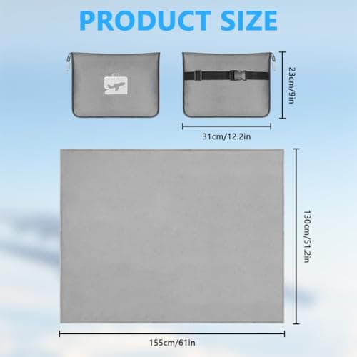 flintronic Travel Blanket and Pillow, 2 in 1 Airplane Blanket with Eye Mask and Ear Plugs, Compact Office Blankets, Lightweight & Portable Pillow for Adults, Kids,Long Flights and Trains (Grey) — view 2
