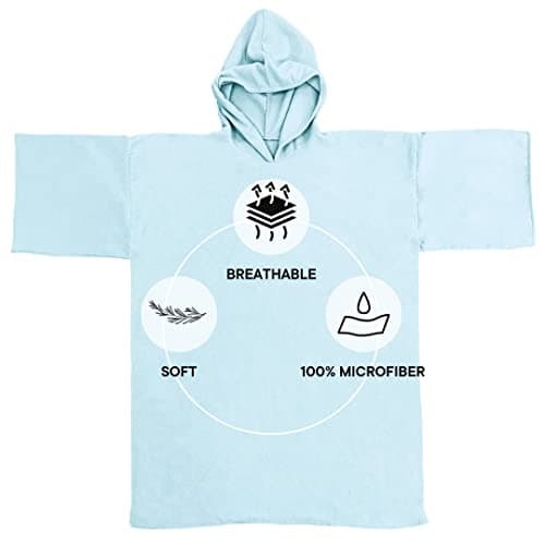 Brentfords Poncho Adult Womens, Towel Poncho Adult Hooded Large Swimming Surf Beach Accessories Absorbent Quick Dry Changing Robe Microfibre Towelling Bath Robes for Women, Sky Blue One Size — view 4
