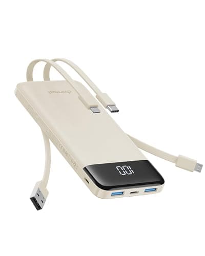 Charmast Portable Charger, 10000mAh Power Bank with Built in 4 Cables