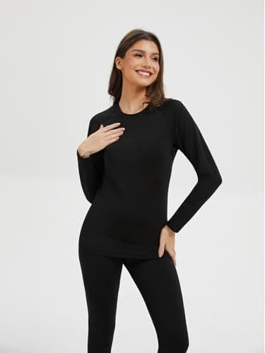Orrfreer 3 Pack Thermal Base Layer Women Fleece Long Sleeve Compression Shirts Ladies Thermal Tops for Running Ski Hiking 3 Black L — view 2