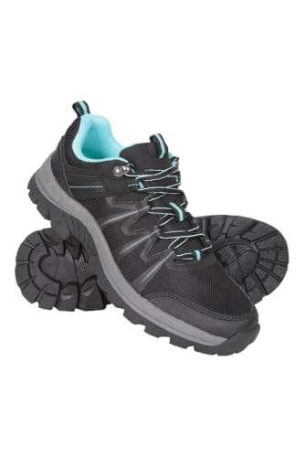 Mountain Warehouse Lomond Womens Outdoor Walking Shoes - Lightweight & Durable Footwear, Breathable, Mesh Lining - Spring Summer, Travelling, Hiking Black (Lomond) Adult Shoe Size 5