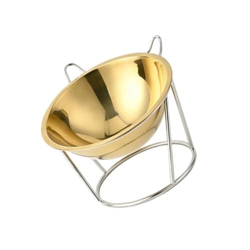 Elevated Slow Feeder Pet Bowl for Cats and Small Dogs, Gold — view 4