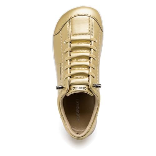 HOBIBEAR Womens Mens Wide Minimalist Barefoot Fashion Trainers Zero Drop Shoes Gold — view 3