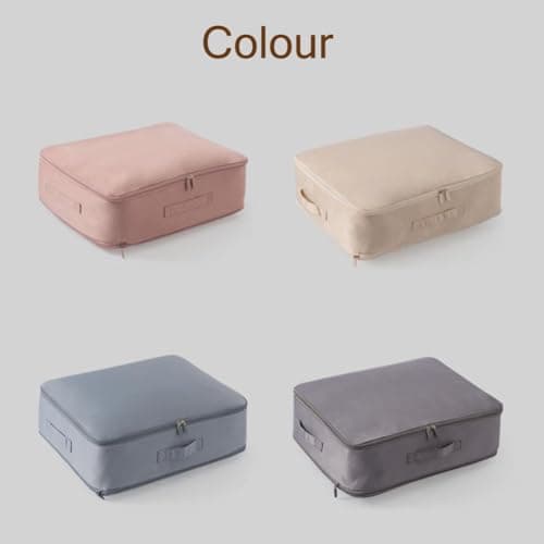 Ultra Space Saving Self Compression Organizer, Compression Packing Cubes for Travel Suitcase Organizer Bags Set for Bedding Storage Comforter Storage Bag (Beige,Medium) — view 2