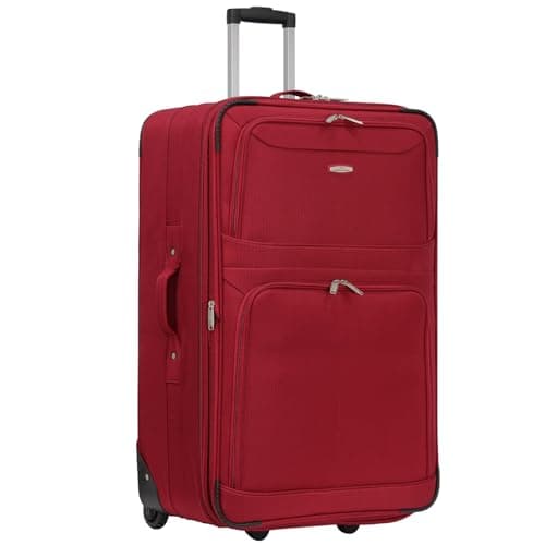 ARIANA Suitcase Medium Lightweight Luggage Trolley Expandable Suitcase 2 Wheel Travel Bag - 70x46x26cm (Red, 26" Medium)