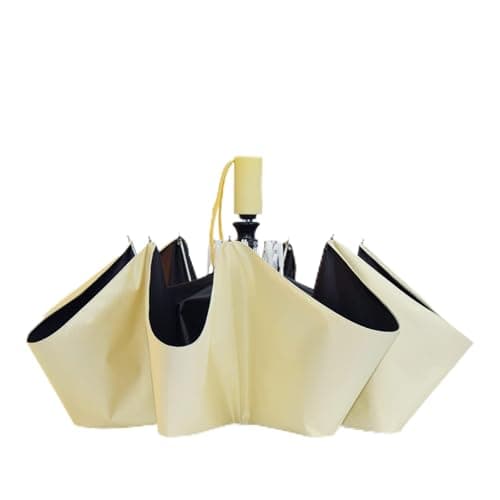 SY COMPACT Automatic Windproof Umbrellas Travel Strong Umbrella for Rain and Sun Protection Small Umbrella UV Blocking for Women and Men (Light Yellow)