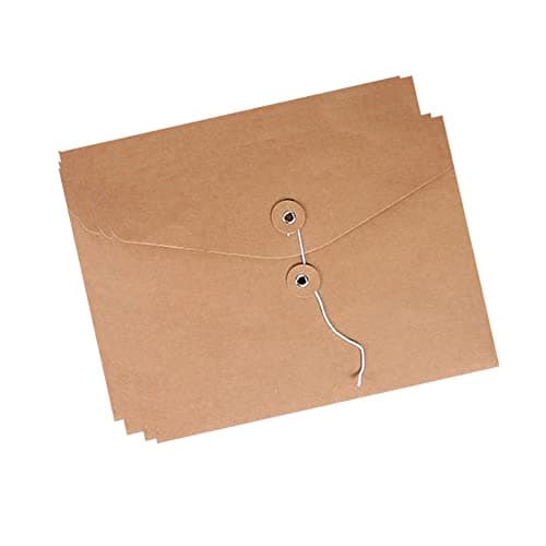 10pcs A5 Kraft Paper Envelopes Portfolio Foolscap File Folders Document Folder with String Fastener Closure Wallet Pockets File Bags Storage Pouch Paperwork Organizer Bag for Office School Home