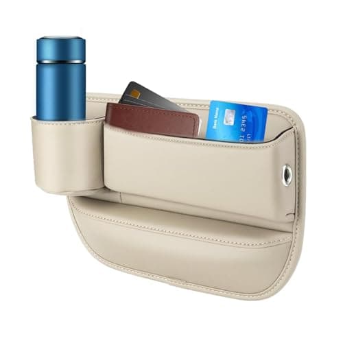 Car Leather Cup Holder Gaps Bag PU Leather Car Storage Box Car Seat Gaps Filler Organizer Leather Car Seat Storage Box With Water Cup Holder Car Organizer Front Seat Gaps Filler Car Travel Accessories — view 6