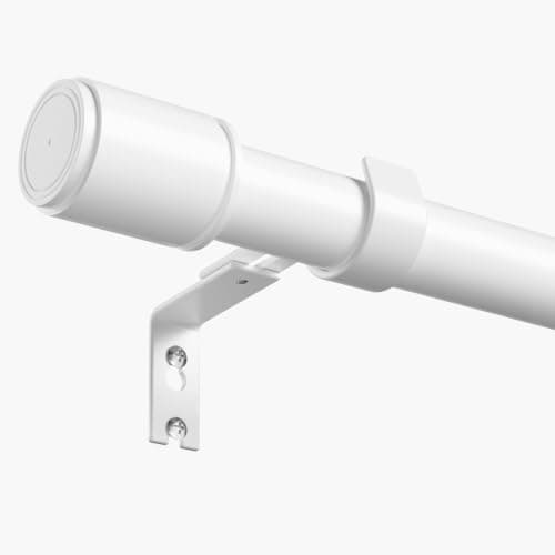 PeSenp Curtain Poles 77-240cm, 25mm Diameter White Extendable Curtain Rod