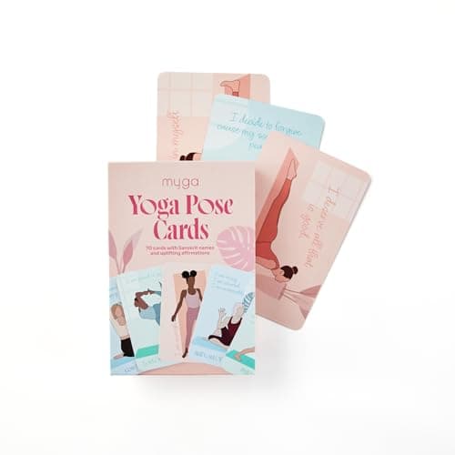 Myga Affirmation Yoga Pose Cards - 70 Exercise Cards with Sanskrit Name & Affirmation - Mini Fitness & Sequencing Deck for Beginners & Advanced Yogis - Compact Size for Home, Gym, or Travel