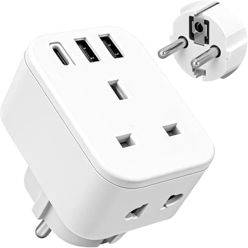 UK to European Plug Adapter with USB,UK to EU Euro Travel Adaptor with USB