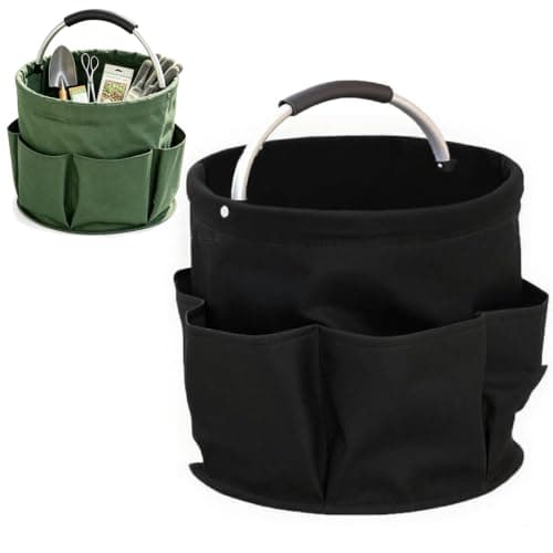 Cleaning Caddy for Cleaning Supplies, Foldable Cleanings Supplies Organizer Bucket with Handle, Waterproof Wear-Resistant, Portable Multi Bucket Bag for Camping, Beach, Gardening (Black)