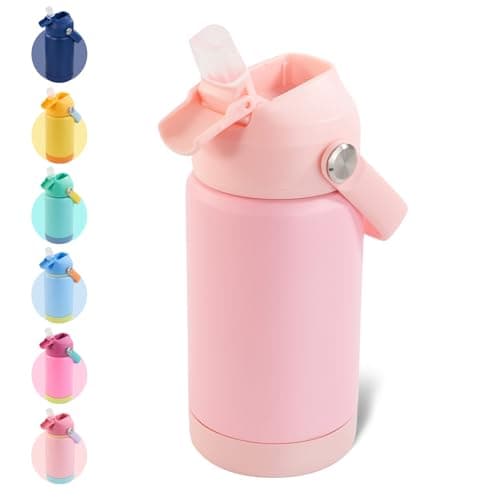 Fijinhom Kids Water Bottle, 360ml/12oz, Stainless Steel Insulated Water Bottle with Straw, Vacuum Leakproof, Kids Water Bottles for School Boys Girls, Keep Drinks Hot Cold,BPA Free,Pink