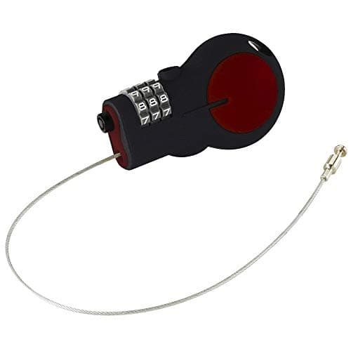 Lewis N. Clark LOC88RED TSA Approved Padlock & Bike Lock for Luggage + Travel, Set Your Combo w/30in Retractable Steel Cable, Red