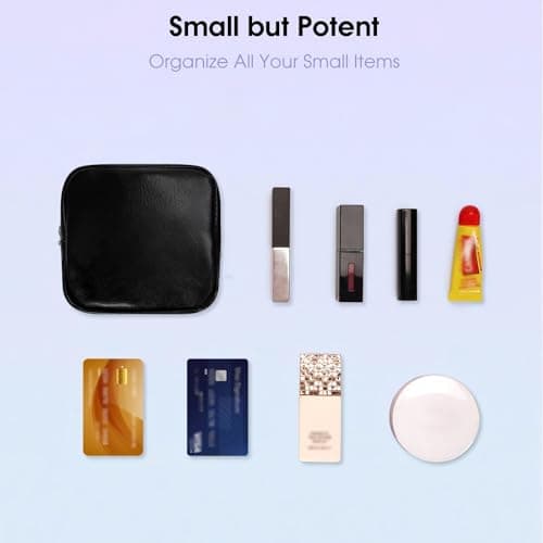 Small Makeup Bag for Handbag Vegan Leather Mini Makeup Pouch for Women — view 4