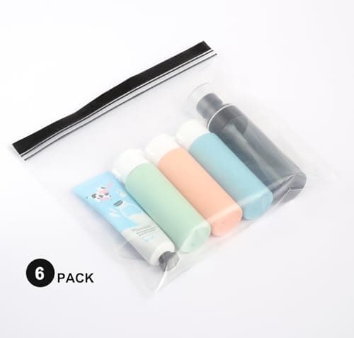 Airport Liquid Bags, 6 Pack Clear Travel Toiletries Bag, 20 x 20cm, Black — view 5