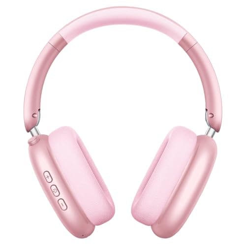 Wentronic Y01 Wireless Over Ear Headphones, Noise Canceling Bluetooth 5.3 Headphones with Microphones,Hi-Res Audio,48H Playtime,Foldable,Breathable Soft Earpads for iOS/Android/Samsung/PC-Pink