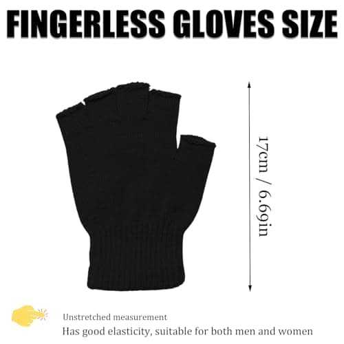 DOOVID Winter Knit Warm Mittens for Women & Men - Stretch Half Finger Gloves, Yellow, One Size — view 4