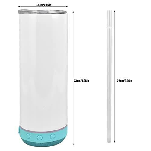 Tnfeeon Insulated Stainless Steel Water Bottle, Bluetooth Speaker Cup Music Tumbler with LED Rhythm Lights Vacuum Insulation Portable Beverage Container for Car Office Travel (Blue Base) — view 4