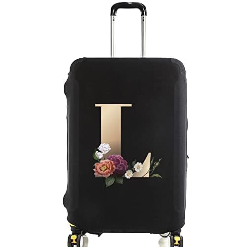 Initial Letter Printed Design Travel Trolley Case Cover Protector Washable Suitcase Cover Luggage Storage Covers for 18-28 Inch Luggage Cover (L (26-28 inch Luggage), gold L)
