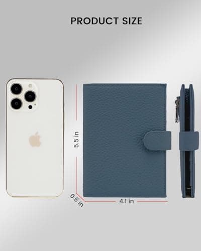 Karmiir RFID Passport Holder for Travel, Leather Passport Sleeve with Card Holder, SIM Slot, Zipper Coin Pocket and Cash Pocket, Slim Compact Travel Wallet, darkblue, 10.5 * 14 * 1.5 cm / 4.1 * 5.5 — view 5