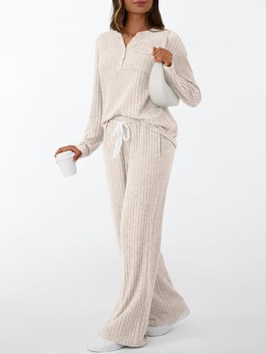 LILLUSORY Women 2 Piece Lounge Wear Sets UK Co Ord Tracksuits Apricot L — view 3