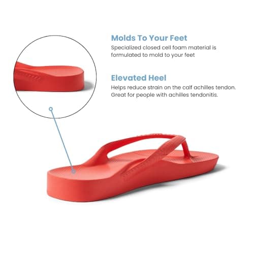 ARCHIES Arch Support Flip Flops for Men & Women – Orthotic Sandals for Plantar Fasciitis Relief – Lightweight, Cushioning, Shock-Absorbing Sandals for Walking, Foot Pain - Coral (UK 4) — view 6