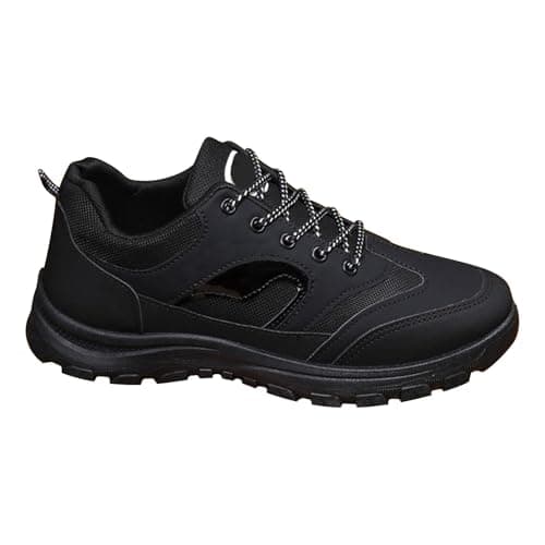 ofeirhz Mens Hiking Shoes - Rubber Sole With Arch Support Wide Fit Outdoor Sports Shoes - Breathable Slip On Lightweight - Comfort Soft Soled Work Shoes - Wear Resistant Simple Features Walking Shoes