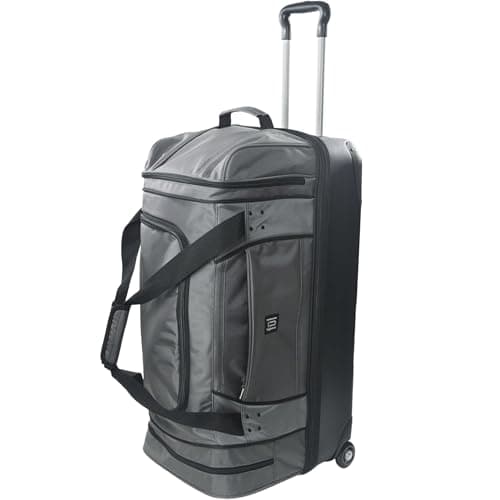 FUL Workhorse 30 Inch Rolling Duffel Bag, Split-Level Checked Travel Luggage with Hardshell Base and Wheels, Grey, 30", Workhorse 30 Inch Rolling Duffel Bag, Checked Travel Luggage With Hardshell Base
