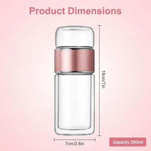 LIRONGTAGE 3-In-1 Smart Tea Infuser Bottle, 350ml Glass Tea Infuser Mug, Portable Double Glass with Integrated Strainer, Flip And Brew Tea, Smart Water Bottle for Loose Leaf Teas And Infused — view 6