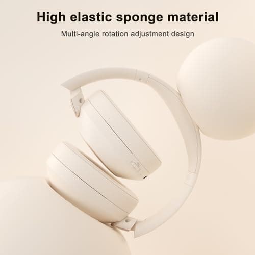 Headphones Wireless Over Ear Headphones, Fast Charging for Travel (White) — view 2
