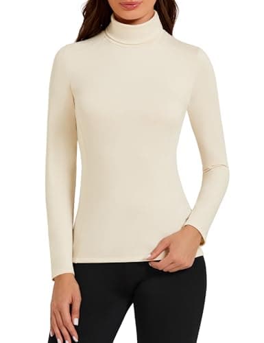 Harlamvar Womens Thermal Tops Turtle Neck Stretch Soft Warm Breathable Top