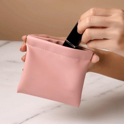Compact PU Pouch with Auto-Closing Design for Storing Earbuds Chargers and Tiny Essentials in Daily Use or Travel (White cream) — view 2