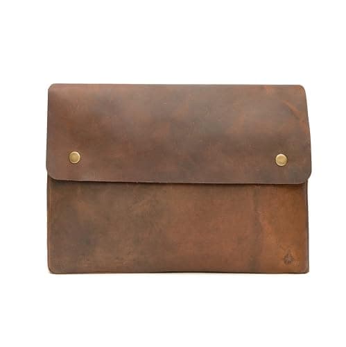 WANDERINGS Genuine Full Grain Leather Folder with Removable Strap - Handcrafted Folio Document Organizer - Leather Document Holder - Fits 15" 14" 13" Tablets and Laptops — view 2