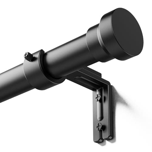 YaFex Curtain Poles 82 to 213 cm, Heavy Duty 25mm Expandable Metal Curtain Pole for Windows, Black Long Curtain Rod with Brackets for Bedroom,Living Room, Easy Installation