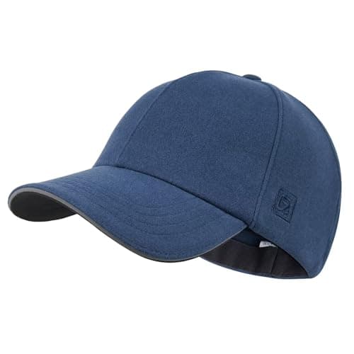 GADIEMKENSD Winter Reflective Fleece Hat with Adjustable String for Unisex Warm Winter Baseball Cap Soft Cold Hats Visor Beanie for Hiking Running Travel Horse Camping Navy