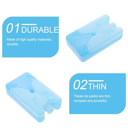 4pcs Cool Ice Box Reusable Ice Pack for Food Storage, Blue Rubber — view 3