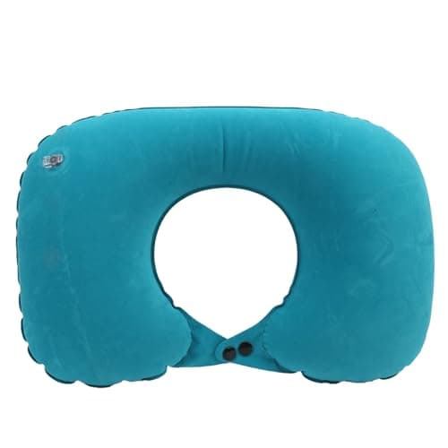 Domary U Shaped Pillow Inflatable Neck Pillow Soft Head Rest Cushion for Travel Car Office Aircraft Cervical Protection PVC Flocking Material Comfortable Warm Winter Use Proof Nozzle (D (Mint Green)) — view 5