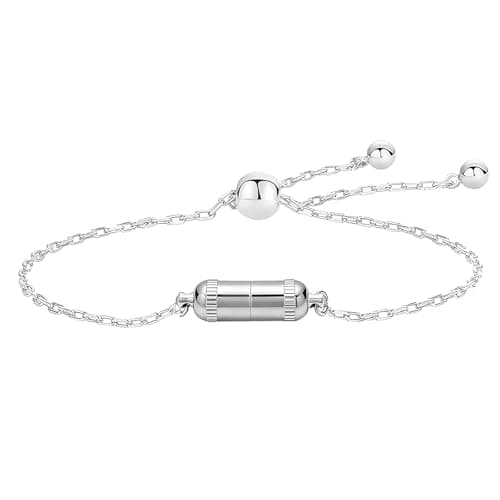 Unisex Adjustable Stainless Steel with Hidden Pills Compartment Geometric Design 16.5cm Stainless Steel Geometric Featuring Removable Holder for Travel Adjustable Chain