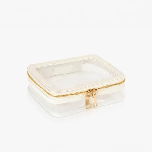 Luneia Toiletry Bag Waterproof Clear PVC Zippered Cosmetic Bag Makeup Bag Clear Wash Bag Toiletry Organizer Makeup Bag for Travel Bathroom Men & Women. Vegan Leather White — view 2