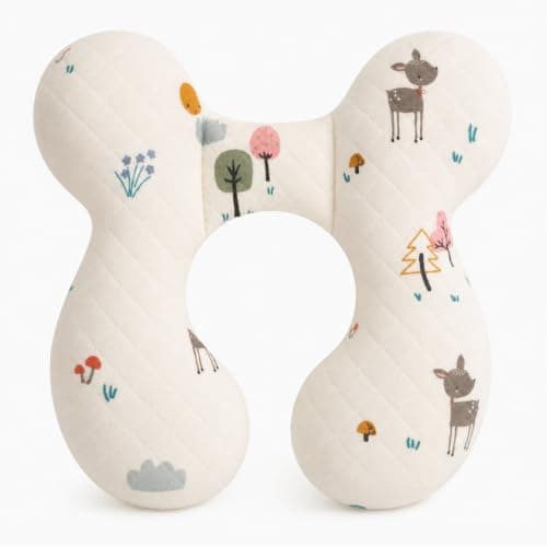 Blublu Park Baby Neck Pillow for Travel, Car Seat Pillow for Toddlers, Upgrade, Cotton,Baby Support Pillows for Stroller, Bouncer, Pushchair, Carseat Head and Neck Support, Breathable,Deer