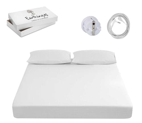 Earthing Grounding Organic Cotton Sheets with Silver Fibre - Ground Connection with Cable and Adapter - Stress Reduction, Better Sleep and Renewed Energy (Double Bed 200 x 200 x 200 x 200 cm)