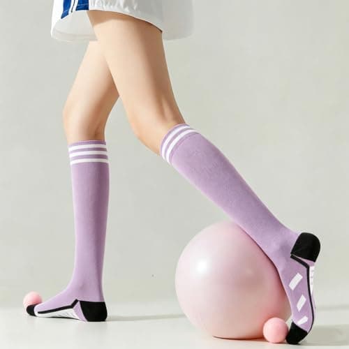 LXOrdora Knee High Compression Socks Women Over The Calf Long Socks Purple — view 3