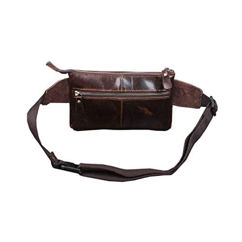 Xieben Vintage Leather Fanny Waist Bag for Men Women Travel Hiking Running Hip Slim Bum Belt Pack Purse Wallet Cell Phone Shoulder Pouch Coffee — view 3