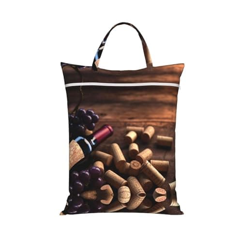 Wine Bottle Corks Grapes Print Dirty Laundry Travel Bags 1/2 Pack Waterproof Wet Dry Bag Swimming Wet Clothes Bag With Handle Reusable Hanging Zipper