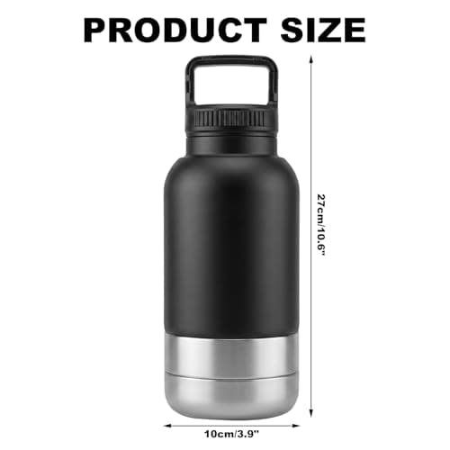 3-in-1 Portable Dog Water Bottle with Double Bowls, 32oz Large Capacity Travel Water Bowl for Dogs, Leak Proof Pet Water Dispenser for Walking, Hiking and Outdoor Camping, Black — view 4