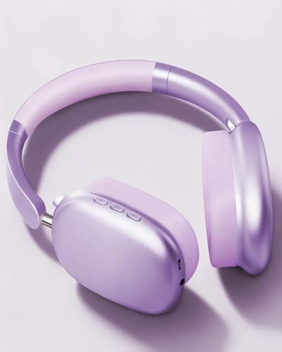 Wentronic Y01 Wireless Over Ear Headphones, Noise Canceling Bluetooth 5.3 Headphones with Microphones,Hi-Res Audio,48H Playtime,Foldable,Breathable Soft Earpads for iOS/Android/Samsung/PC-Purple — view 2